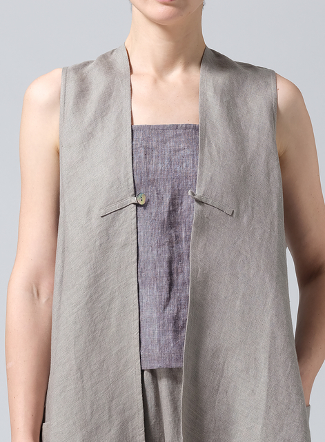 Linen A-Line Mid-Length Vest