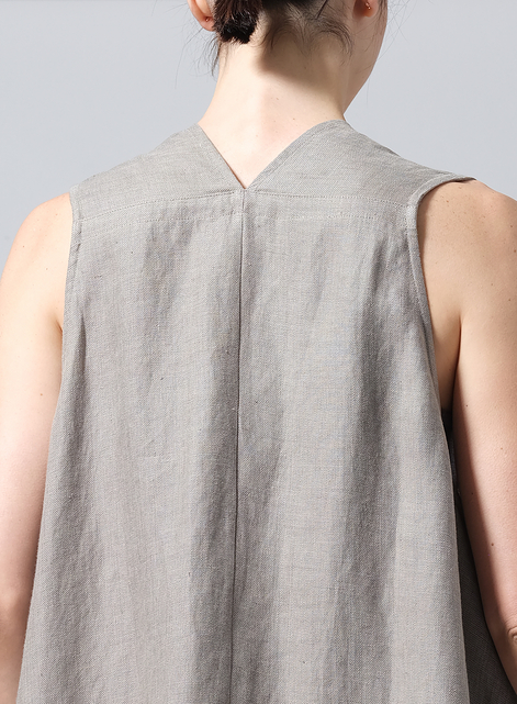 Linen A-Line Mid-Length Vest
