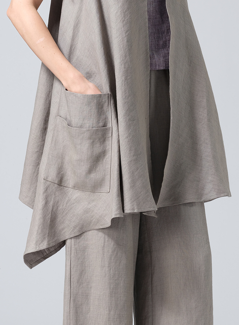 Linen A-Line Mid-Length Vest