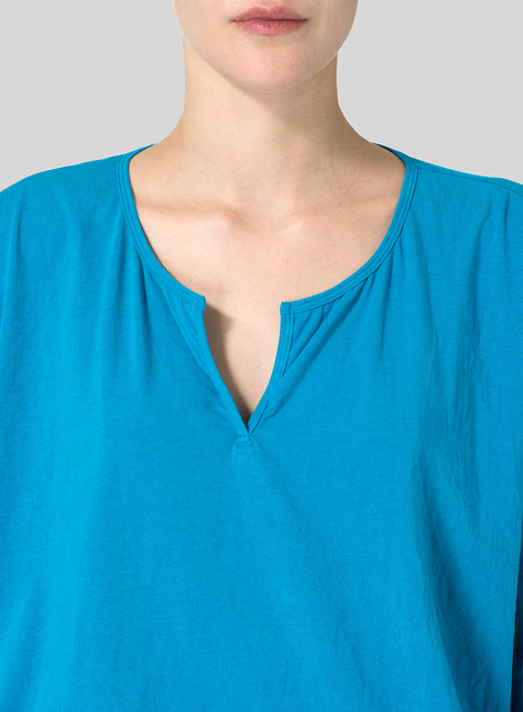 Cotton V-neck Boxy Top