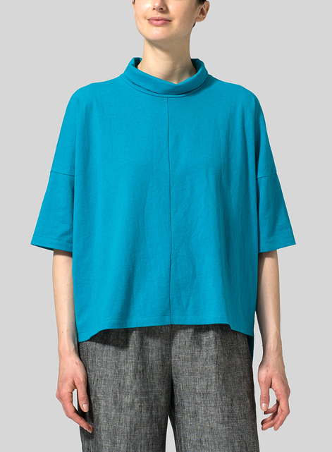 Cotton Cowl Neck Box Top