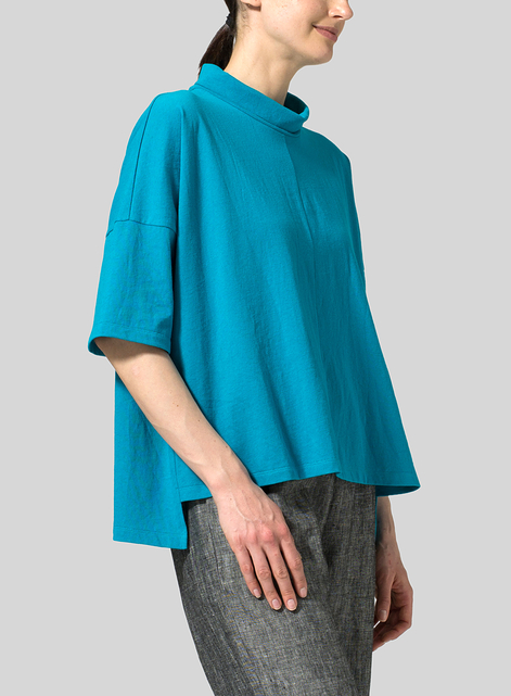 Cotton Cowl Neck Box Top