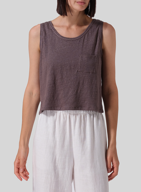 Knitted Linen Sleeveless Short Tank