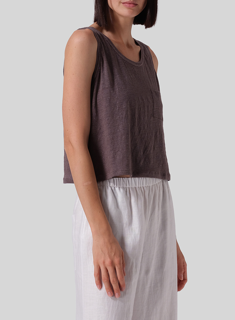 Knitted Linen Sleeveless Short Tank