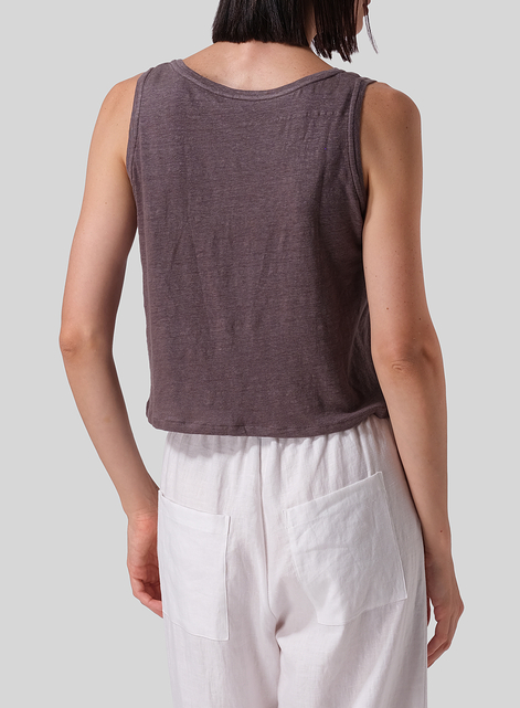 Knitted Linen Sleeveless Short Tank