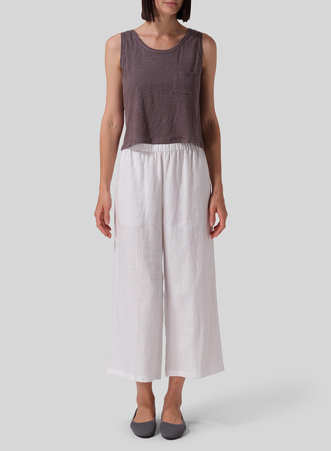 Knitted Linen Sleeveless Short Tank