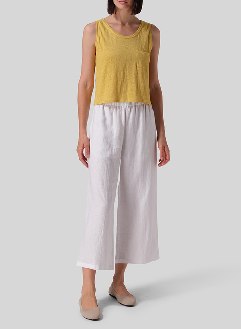 Knitted Linen Sleeveless Short Tank
