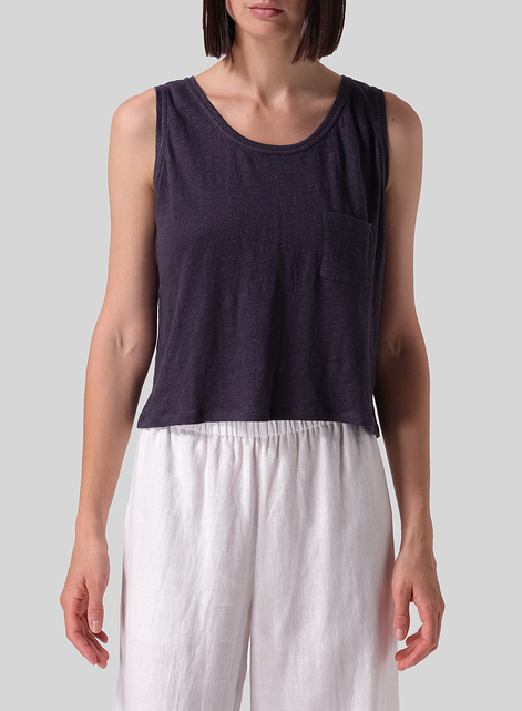 Knitted Linen Sleeveless Short Tank