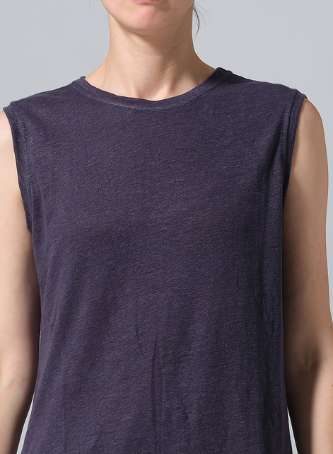 Linen Knit Sleeveless Crew Neck Tank Top