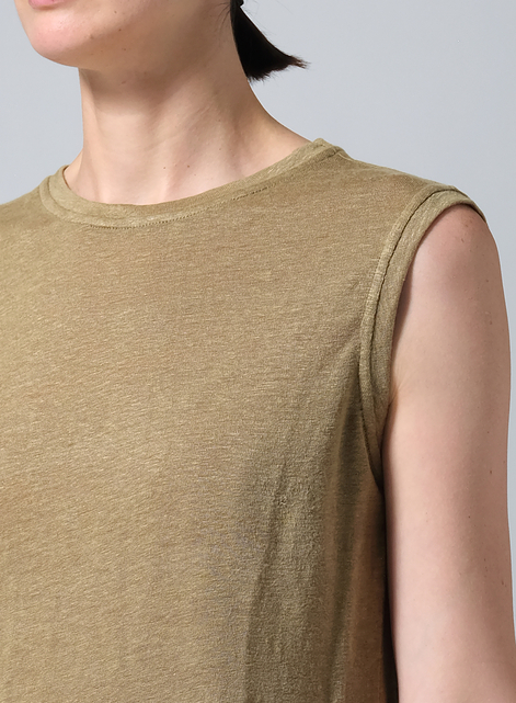 Linen Knit Sleeveless Crew Neck Tank Top