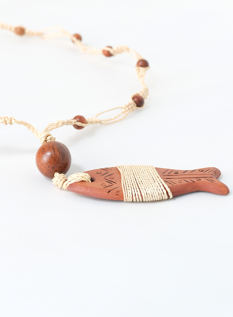 Wooden Fish Pendant Necklace