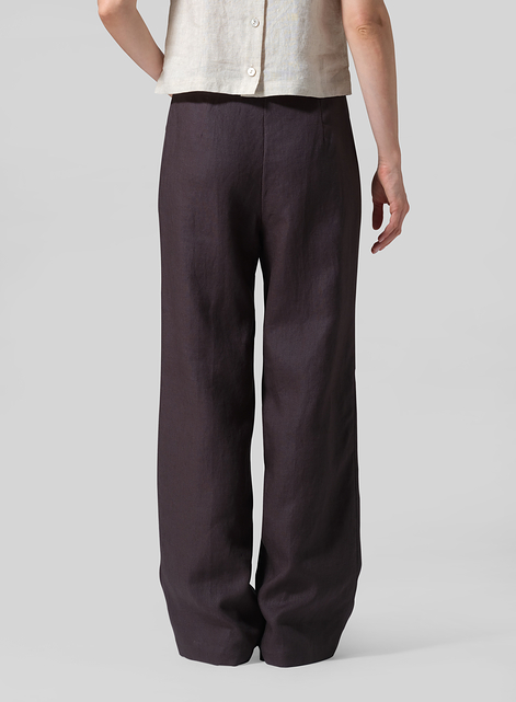 Linen Drawstring Straight Leg Extra-Long Pants