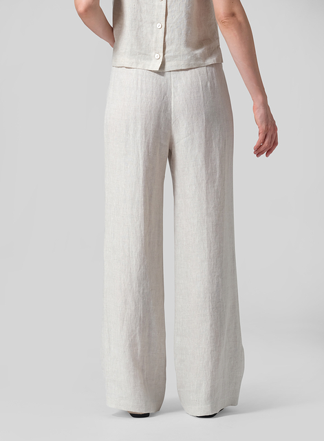 Linen Drawstring Straight Leg Extra-Long Pants