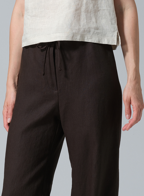Linen Drawstring Straight Leg Extra-Long Pants