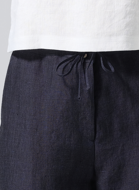 Linen Drawstring Straight Leg Extra-Long Pants