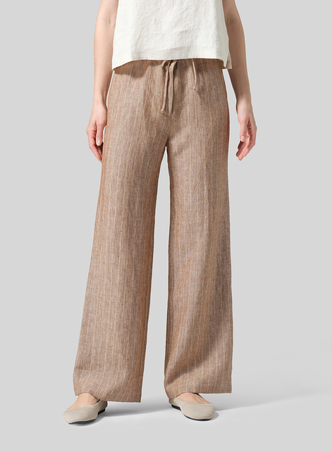 Linen Drawstring Straight Leg Extra-Long Pants