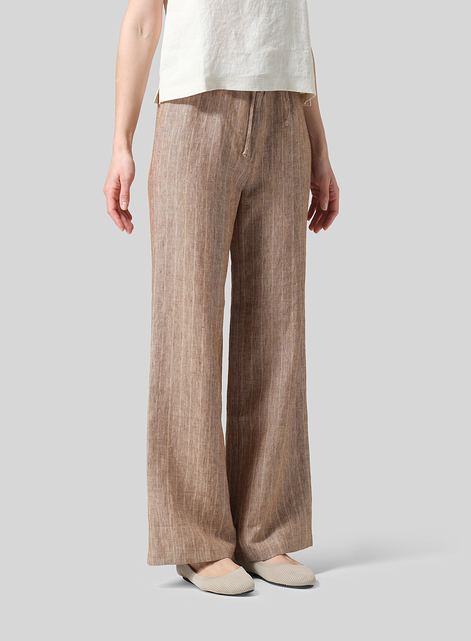 Linen Drawstring Straight Leg Extra-Long Pants