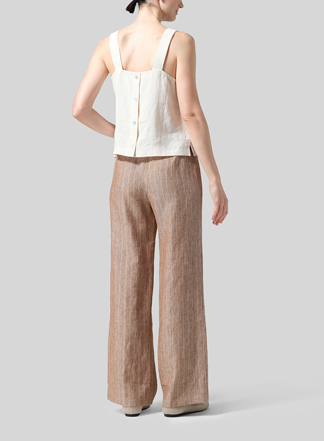 Linen Drawstring Straight Leg Extra-Long Pants
