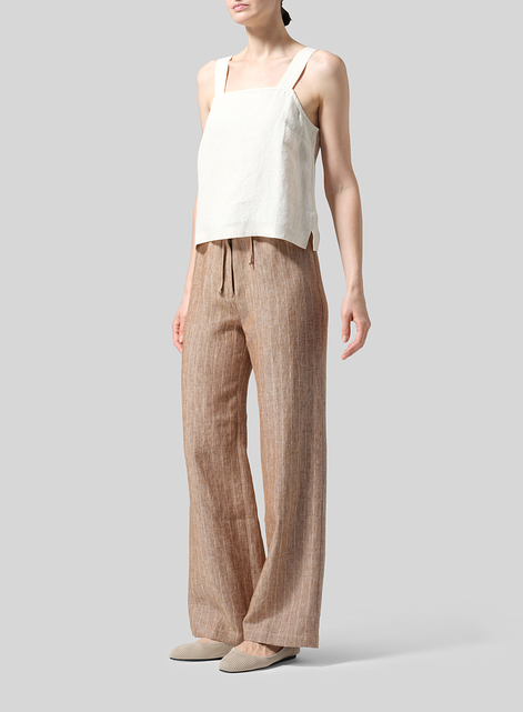Linen Drawstring Straight Leg Extra-Long Pants