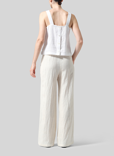 Linen Drawstring Straight Leg Extra-Long Pants