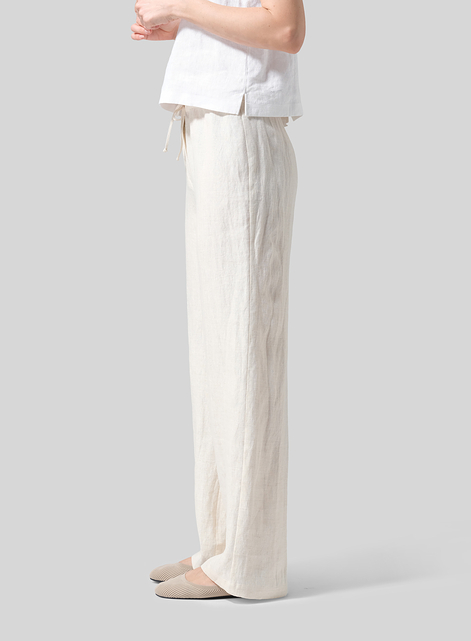 Linen Drawstring Straight Leg Extra-Long Pants