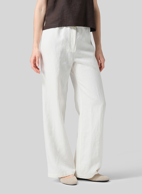 Linen Drawstring Straight Leg Extra-Long Pants