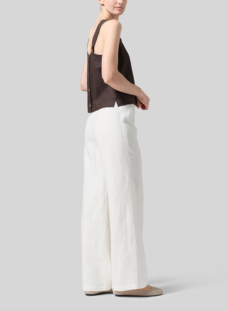 Linen Drawstring Straight Leg Extra-Long Pants