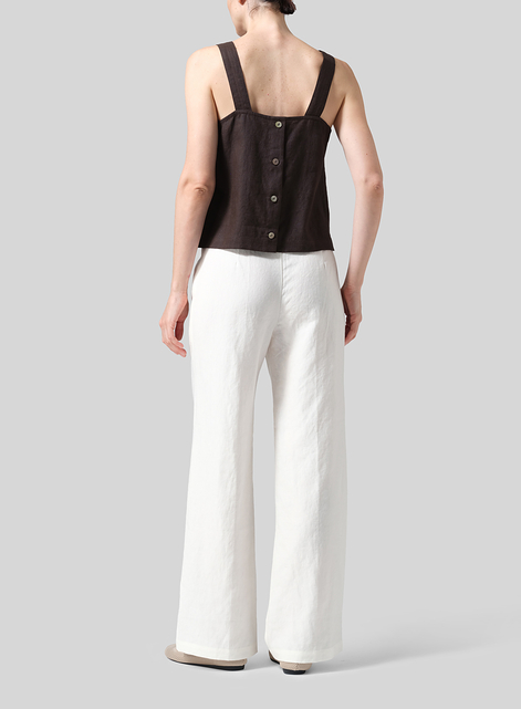 Linen Drawstring Straight Leg Extra-Long Pants
