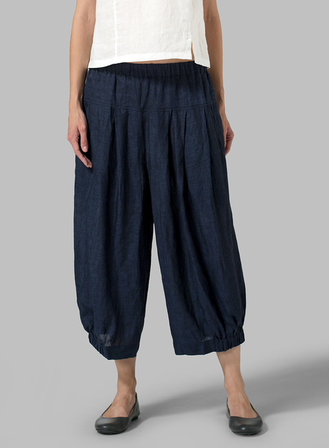 Linen Crumple Effect Harem Pants