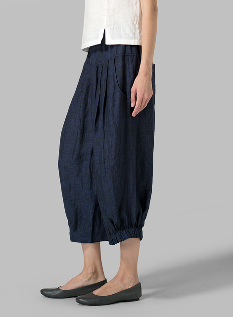 Linen Crumple Effect Harem Pants