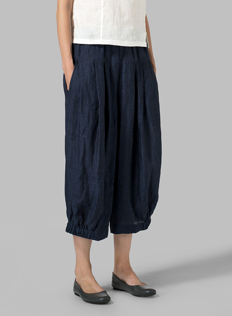 Linen Crumple Effect Harem Pants