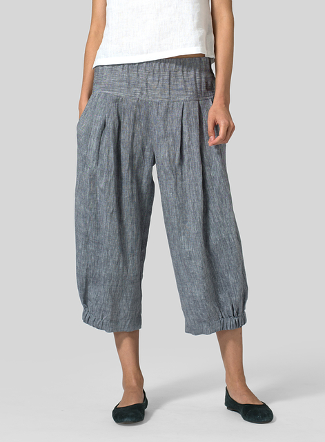 Linen Crumple Effect Harem Pants