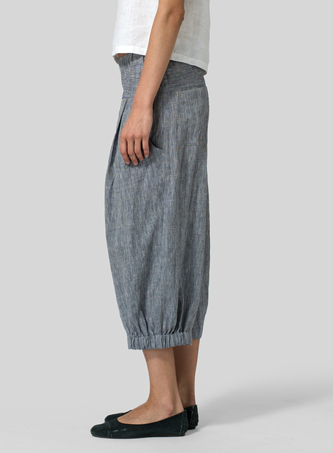 Linen Crumple Effect Harem Pants