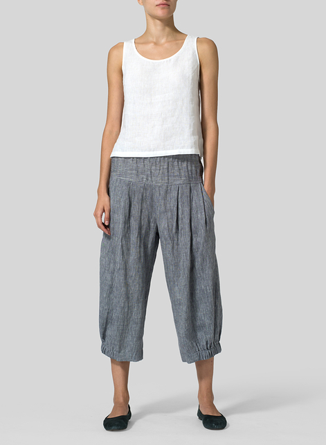Linen Crumple Effect Harem Pants