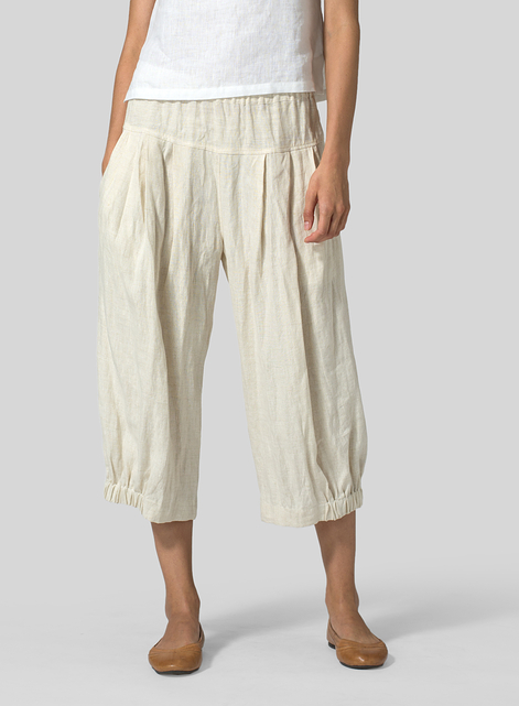 Linen Crumple Effect Harem Pants