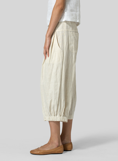 Linen Crumple Effect Harem Pants