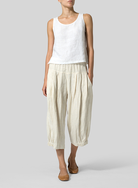 Linen Crumple Effect Harem Pants