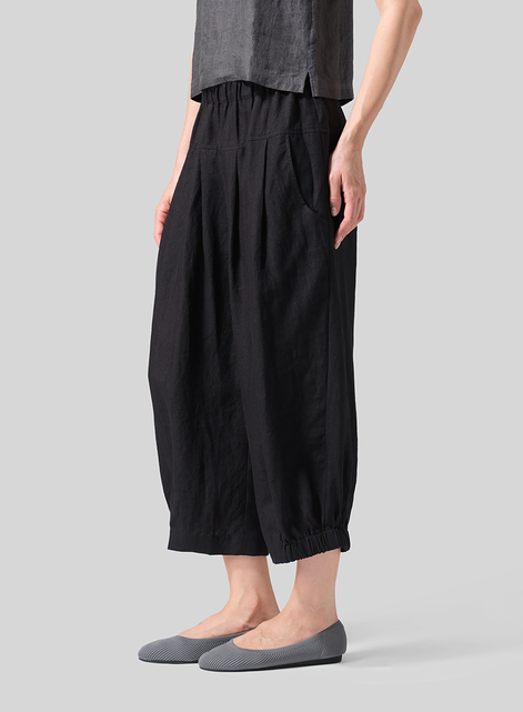 Linen Crumple Effect Harem Pants