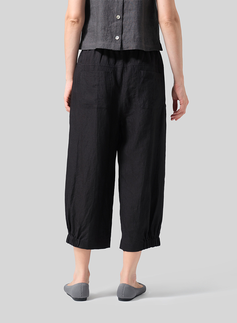 Linen Crumple Effect Harem Pants