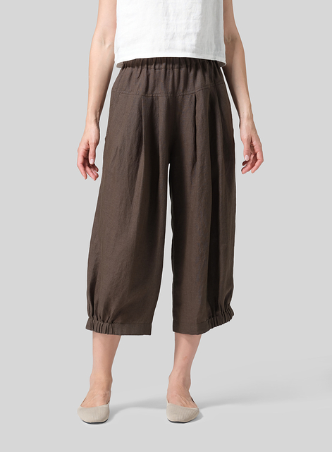 Linen Crumple Effect Harem Pants