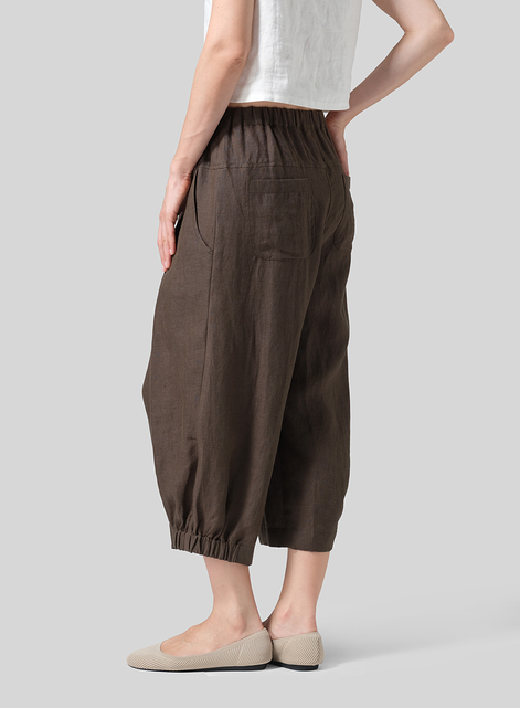 Linen Crumple Effect Harem Pants