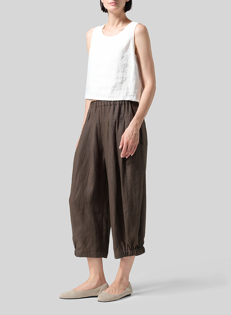 Linen Crumple Effect Harem Pants