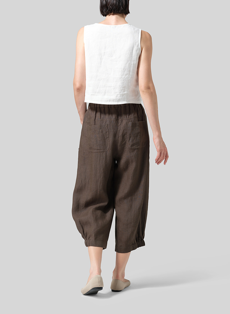 Linen Crumple Effect Harem Pants