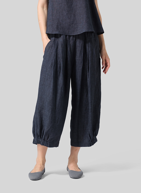 Linen Crumple Effect Harem Pants