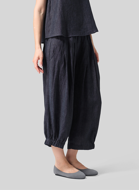 Linen Crumple Effect Harem Pants