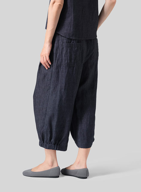 Linen Crumple Effect Harem Pants