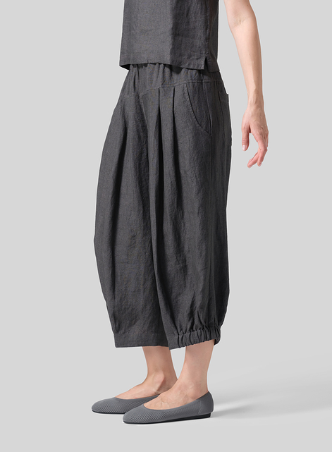 Linen Crumple Effect Harem Pants