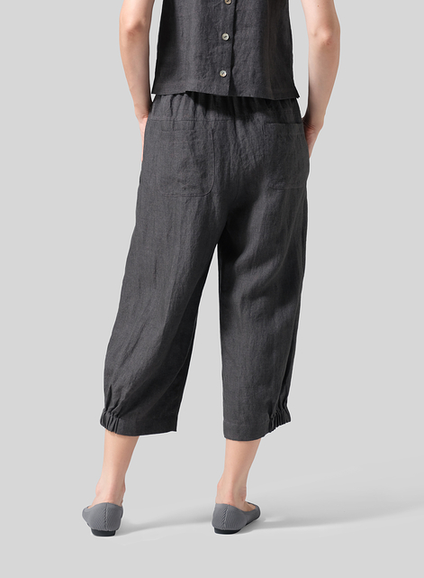 Linen Crumple Effect Harem Pants