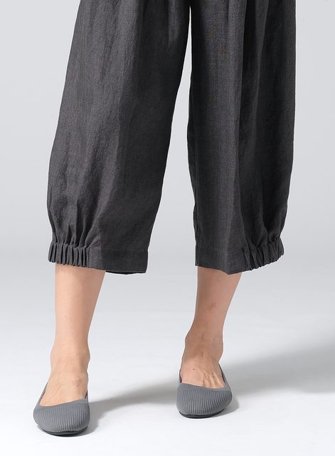 Linen Crumple Effect Harem Pants