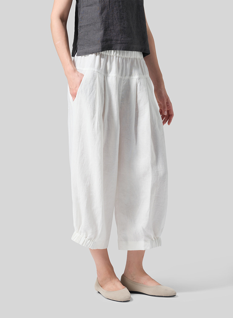 Linen Crumple Effect Harem Pants